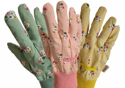 Briers Posies Cotton Grips Gardening Gloves (3 Pack)